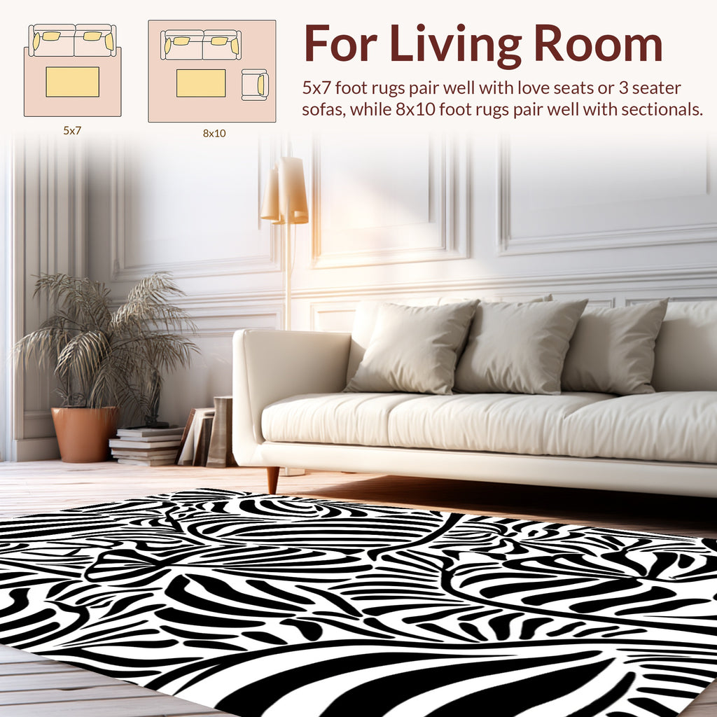 Bold Zebra Stripe Abstract Design Rug
