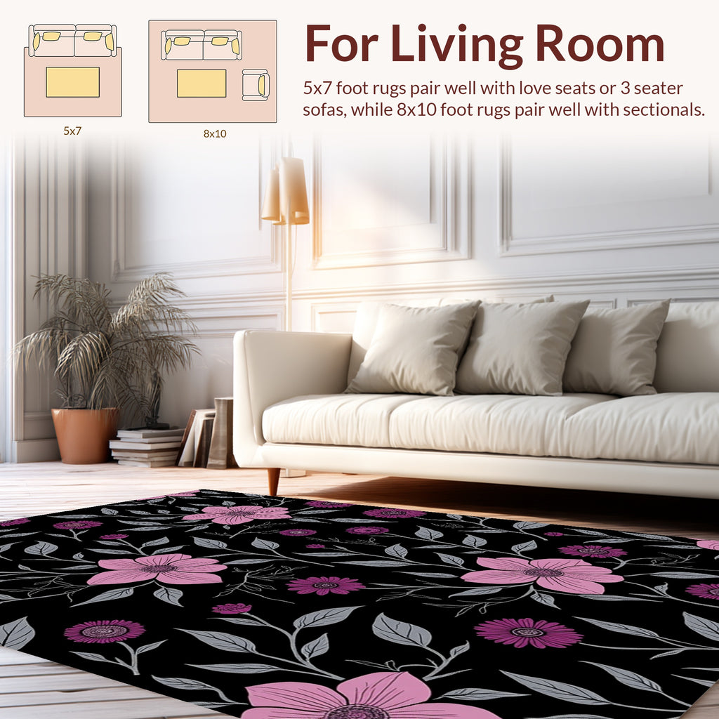 Pink Purple Floral Vine Pattern Rug