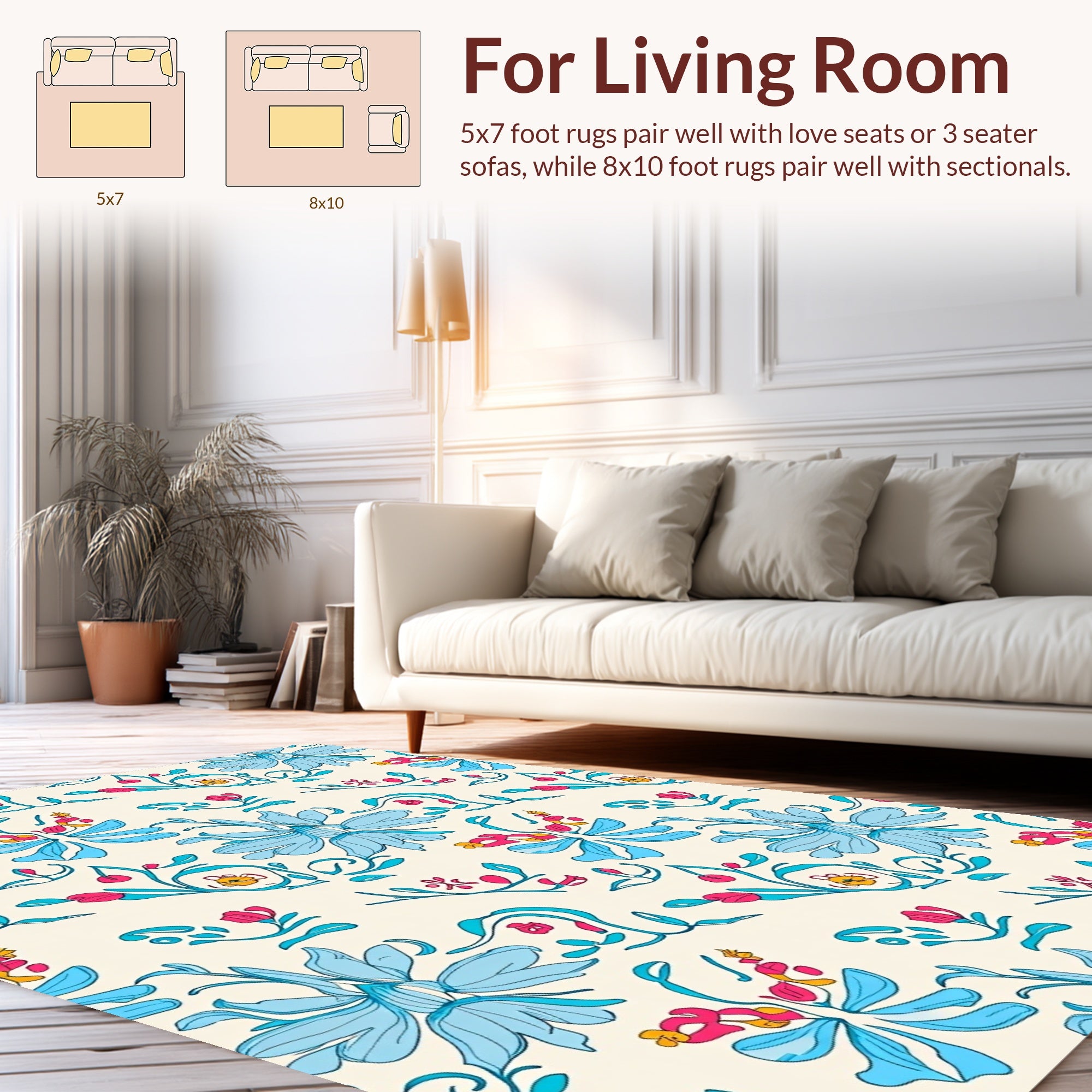 Whimsical Floral Vines Pattern Rug