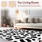 Abstract Black Shapes Organic Pattern Rug