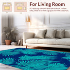 Tropical Teal Leaf Pattern Rug