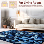 Midnight Blue Floral Swirls Rug