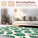 Deep Green Leaf Pattern Style Rug