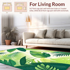 Lush Green Tropical Leaves Pattern Rug