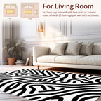 Abstract Black White Wavy Stripes Design Rug