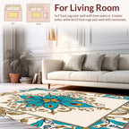 Ornate Peacock Feather Floral Medallion Rug