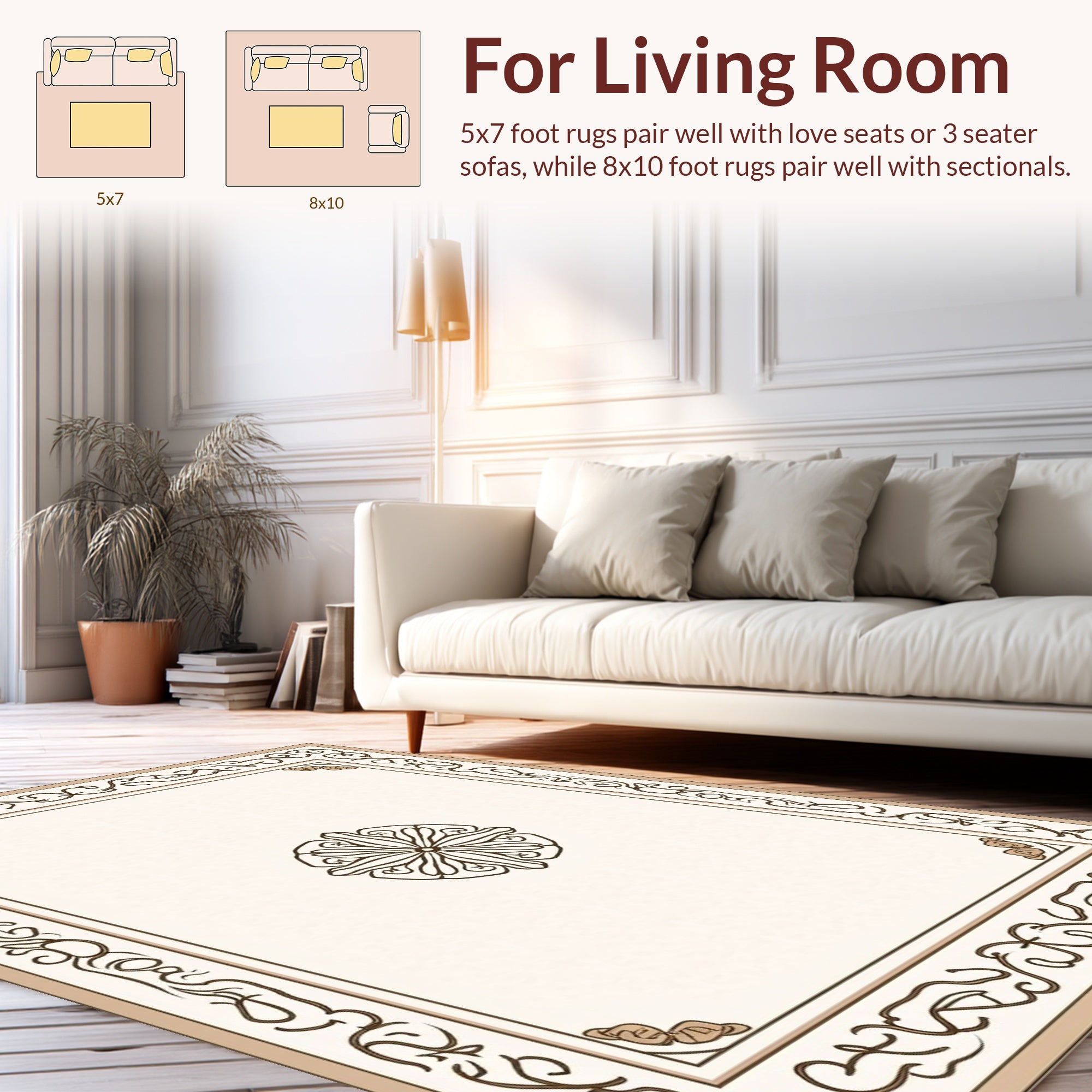 Ornate Floral Border With Center Medallion Rug