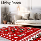 Red Snowflake Christmas Tree Medallion Rug