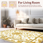 Ornate Golden Floral Medallion Rug