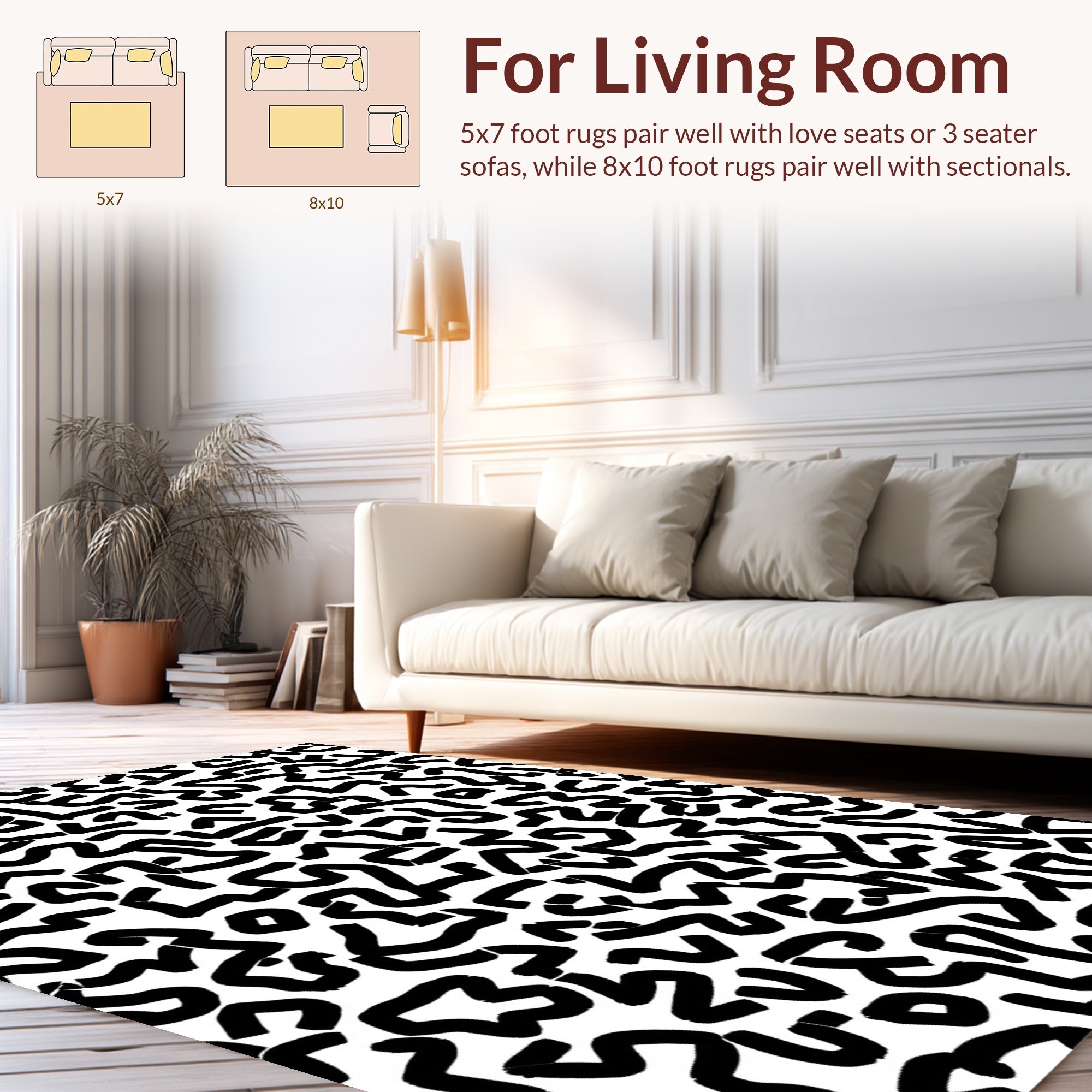 Bold Abstract Scribble Pattern Rug