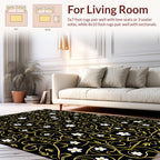 Golden Floral Swirl Pattern Rug