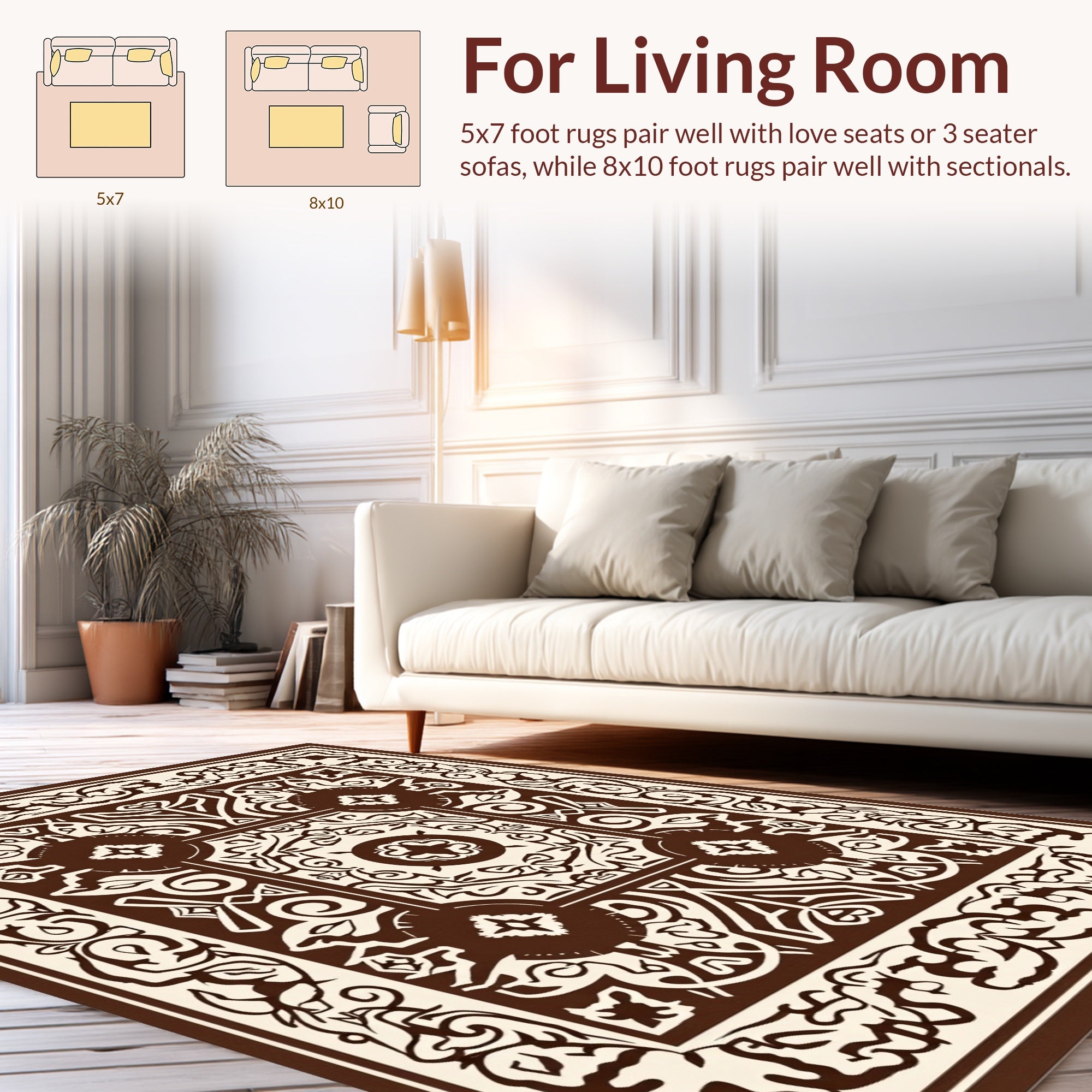 Brown And Cream Intricate Pattern Rug