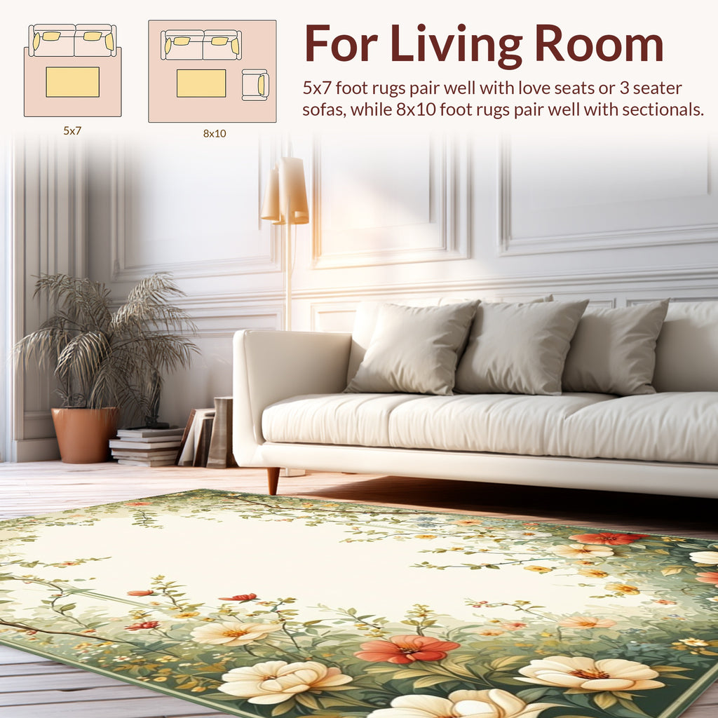 Garden Floral Vine Botanical Art Rug