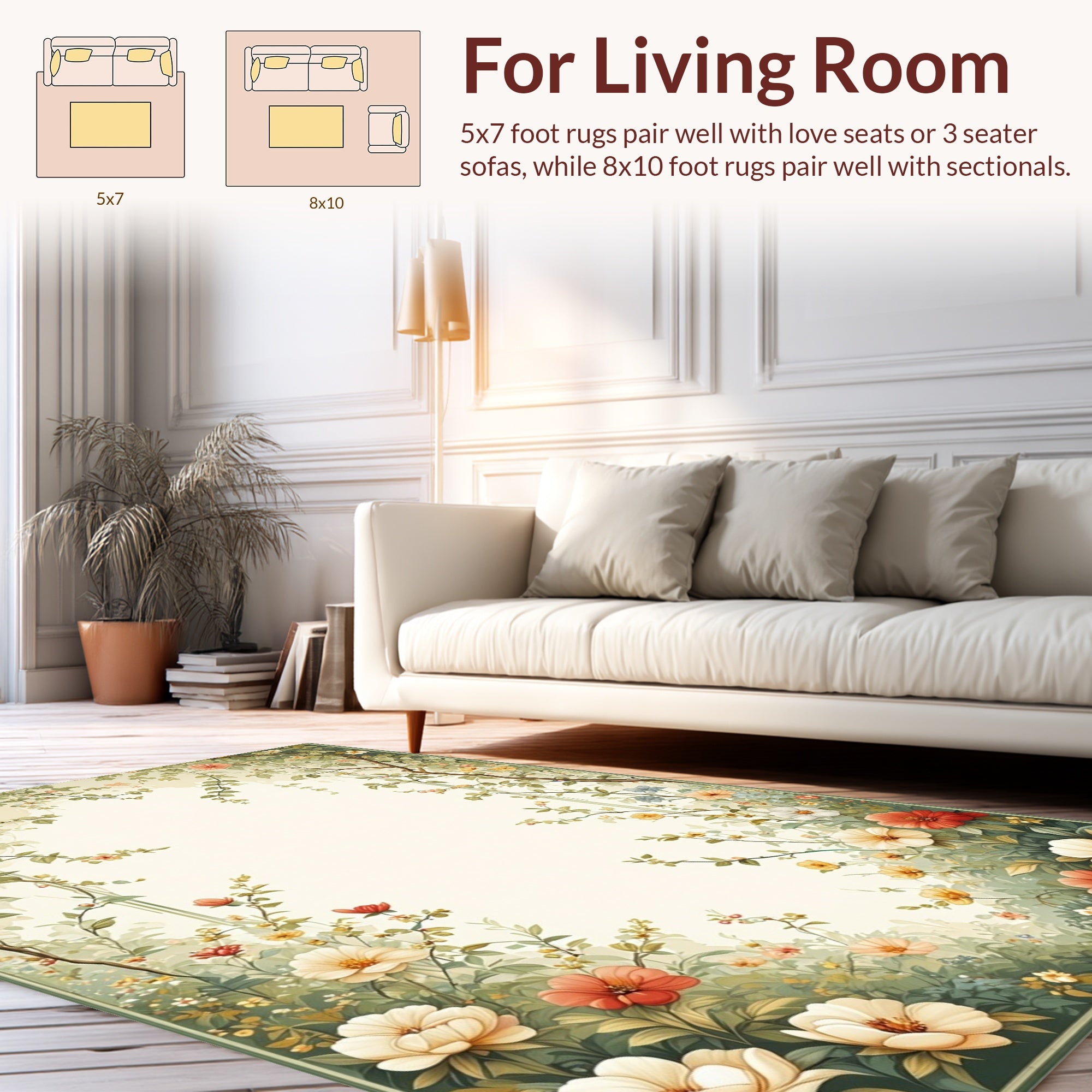 Garden Floral Vine Botanical Art Rug