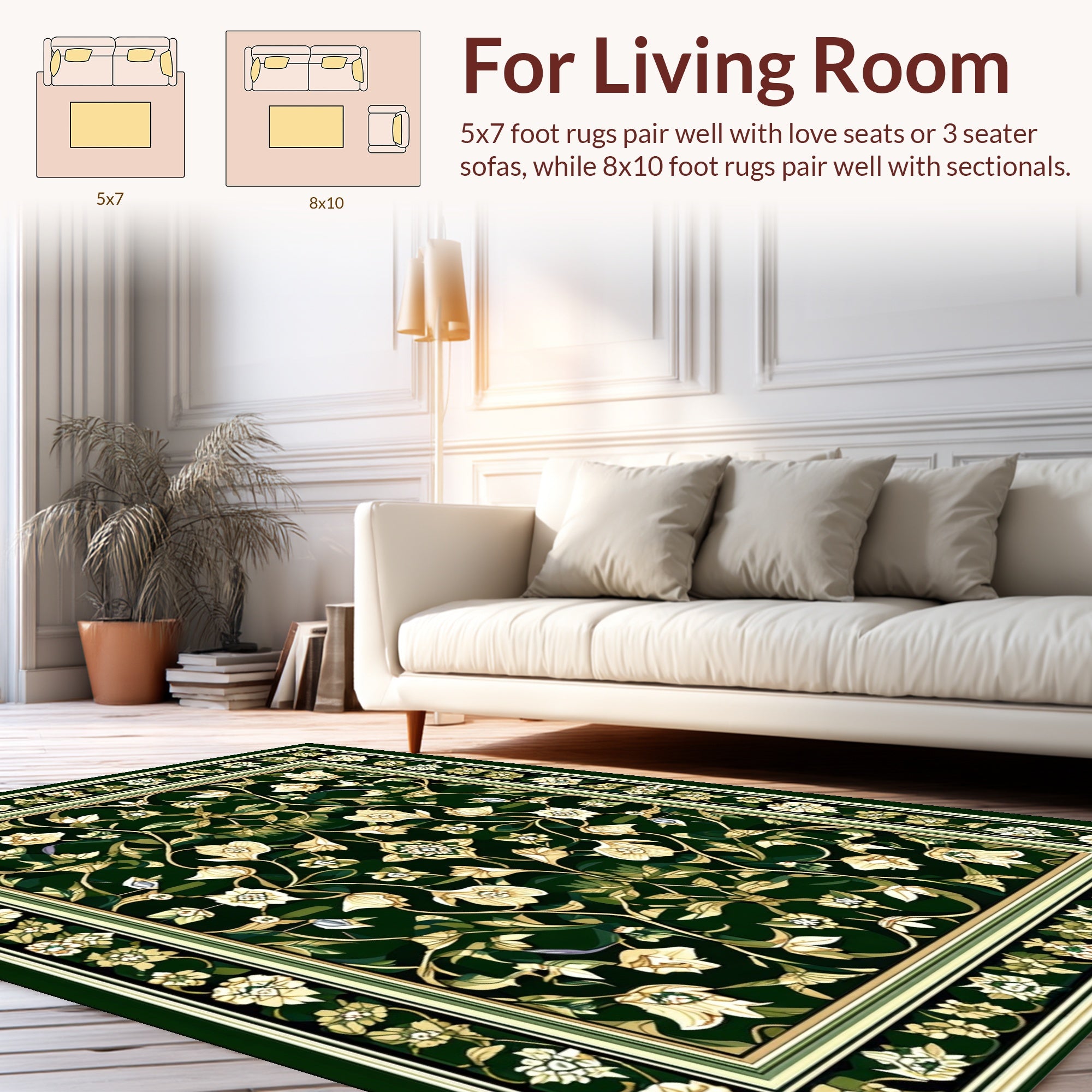 Green Floral Art Nouveau Rug
