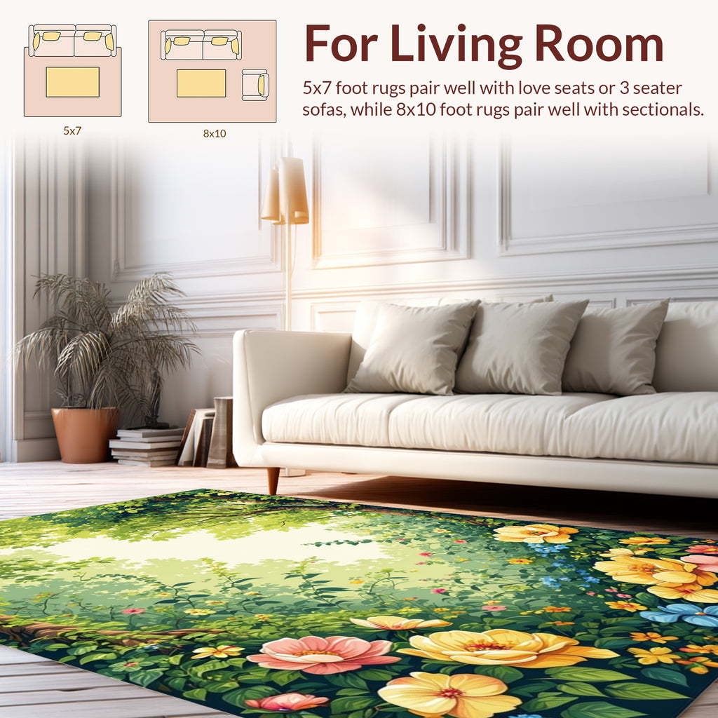 Enchanting Garden Floral Pattern Rug