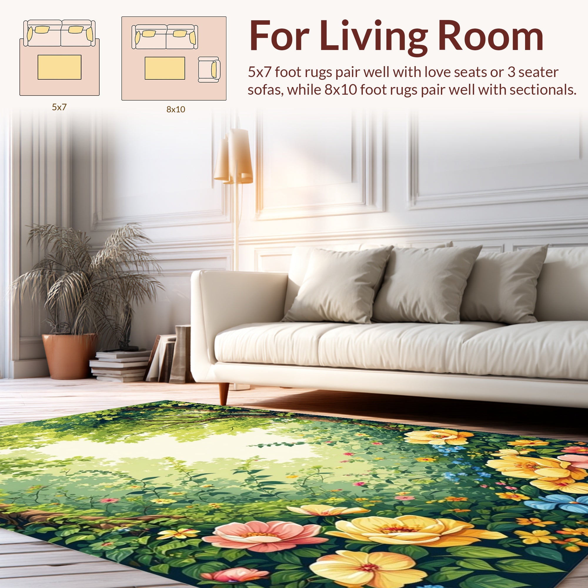 Enchanting Garden Floral Pattern Rug
