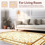 Golden Floral Swirls Accents Rug