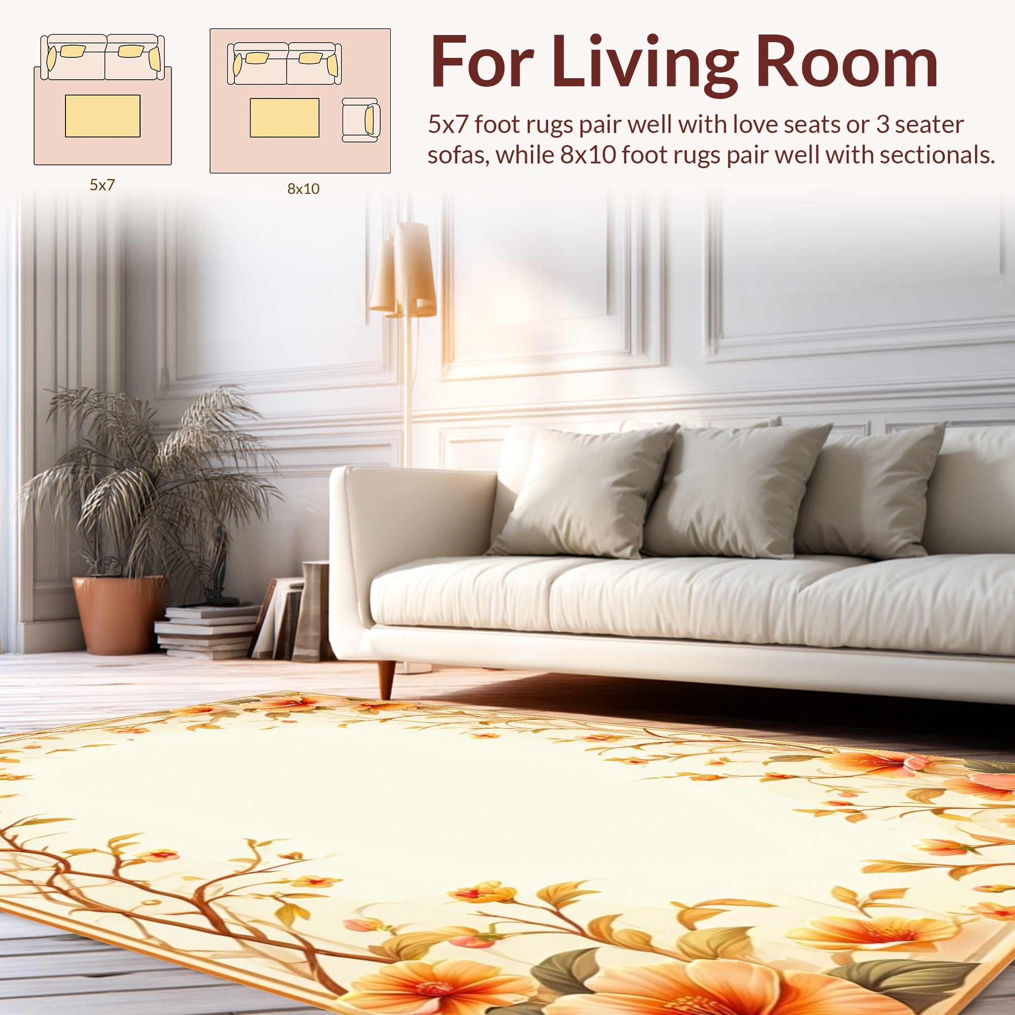 Artistic Floral Branches With Warm Tones Rug