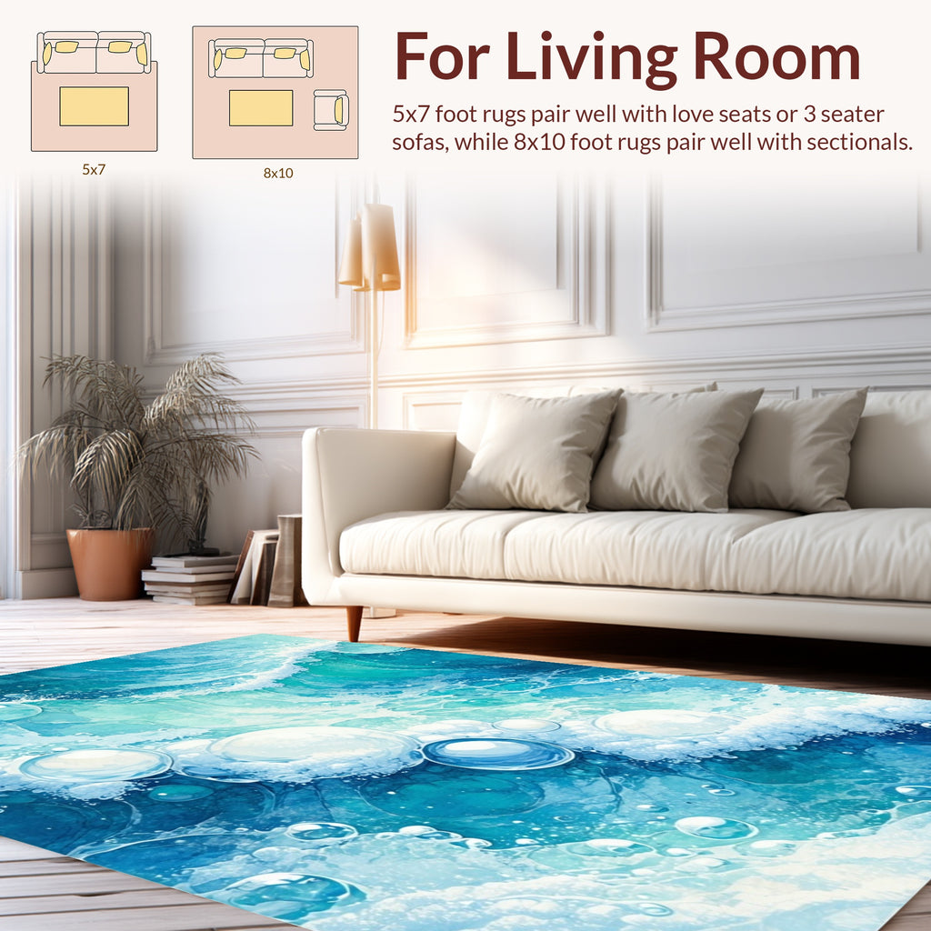 Bubbles and Waves Ocean Pattern Rug