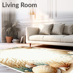 Coastal Seaside Shell Sand Pattern Rug