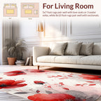 Red Floral Watercolor Blossom Art Rug