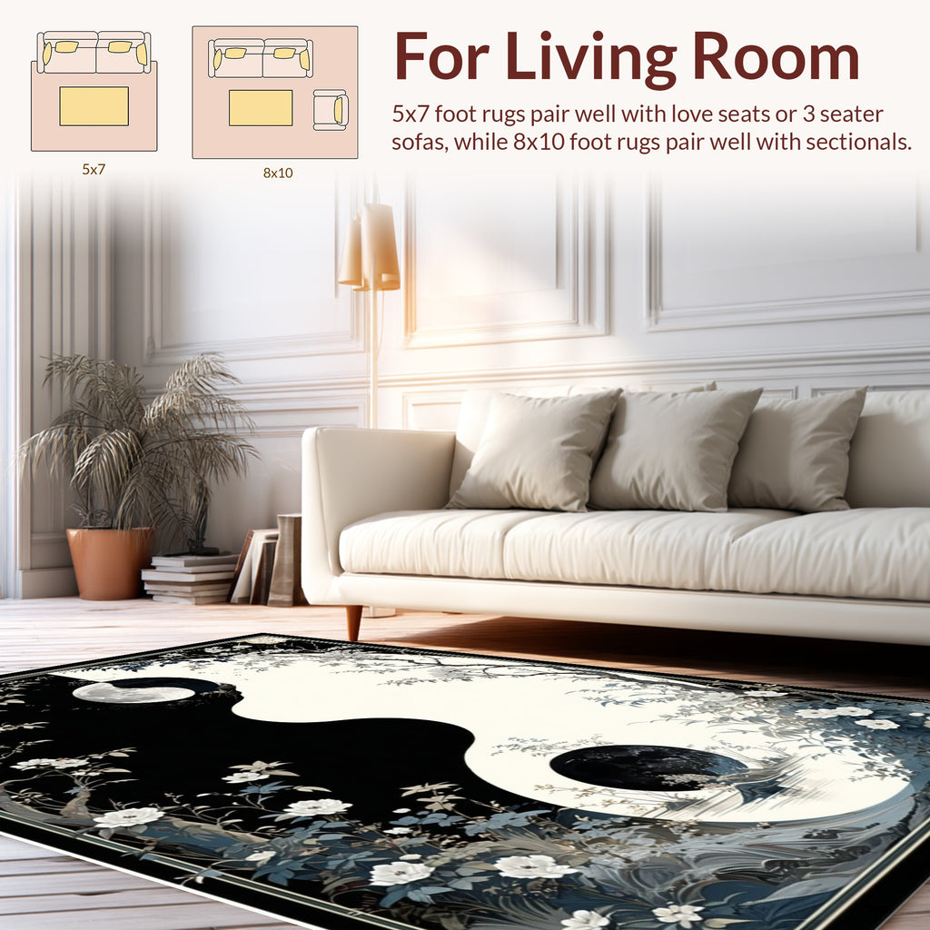 Nature Yin Yang Floral Landscape Rug