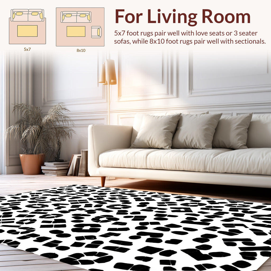 Abstract Black White Patterned Rug
