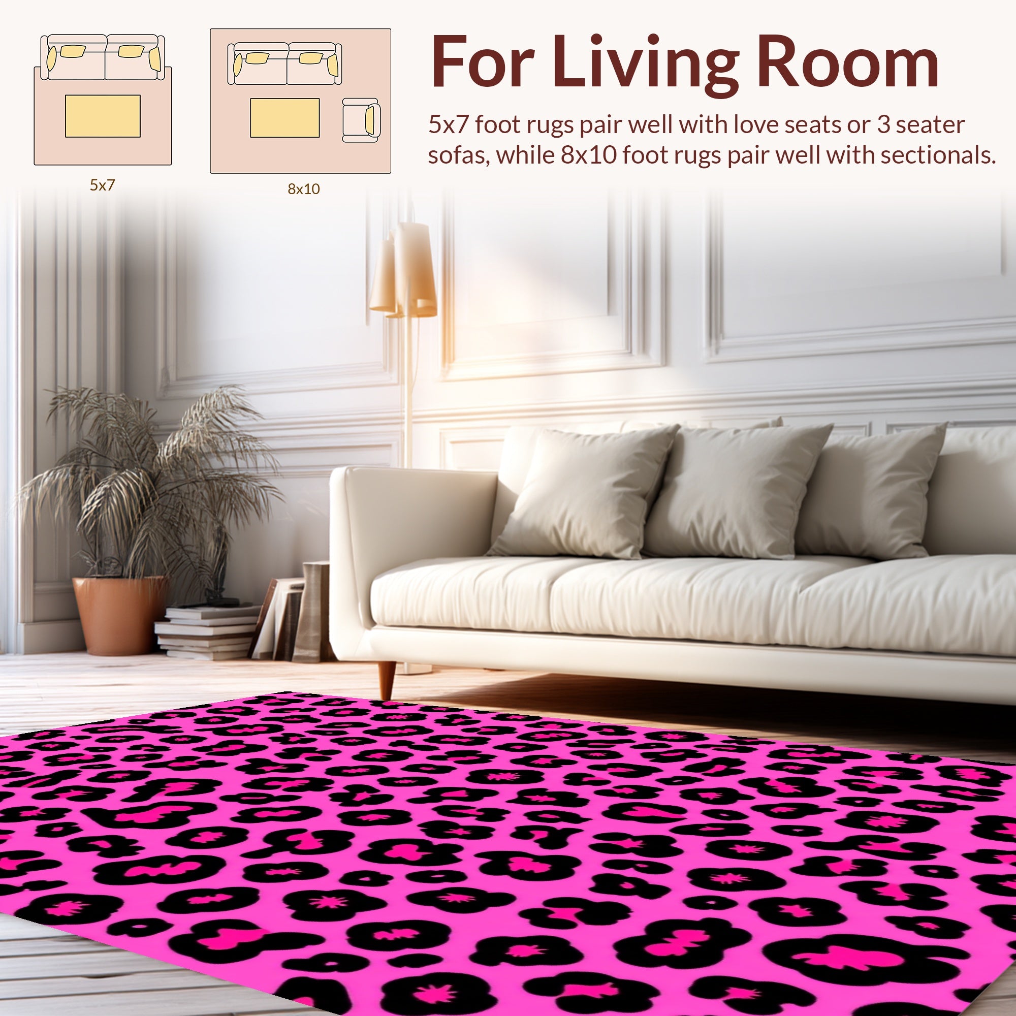 Bold Pink Black Wild Pattern Rug