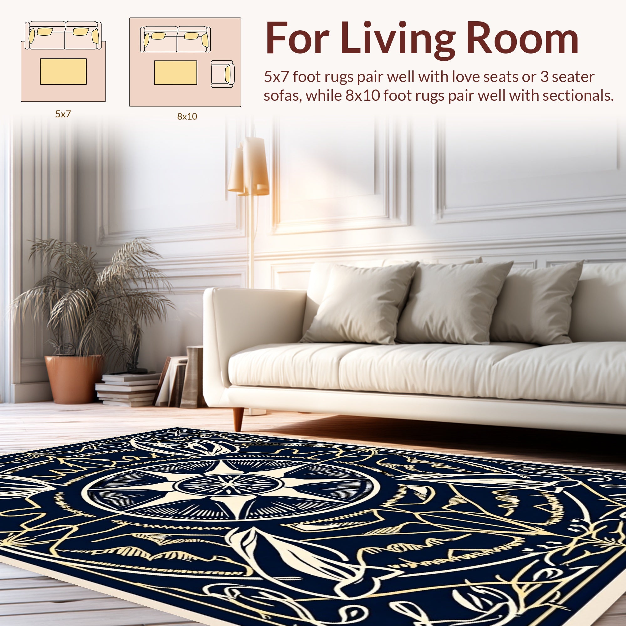 Art Nouveau Style Floral Compass Design Rug