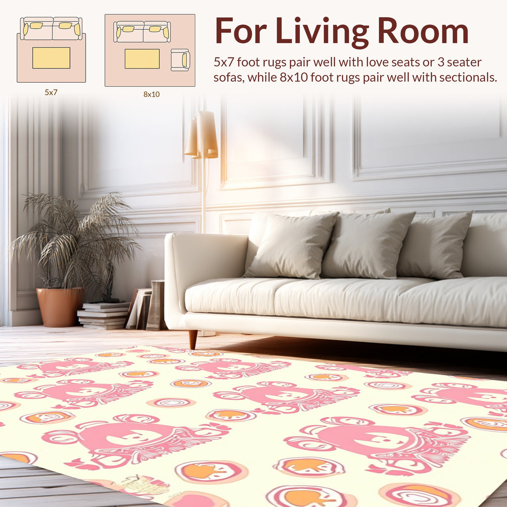 Whimsical Pink Bear Pattern Rug