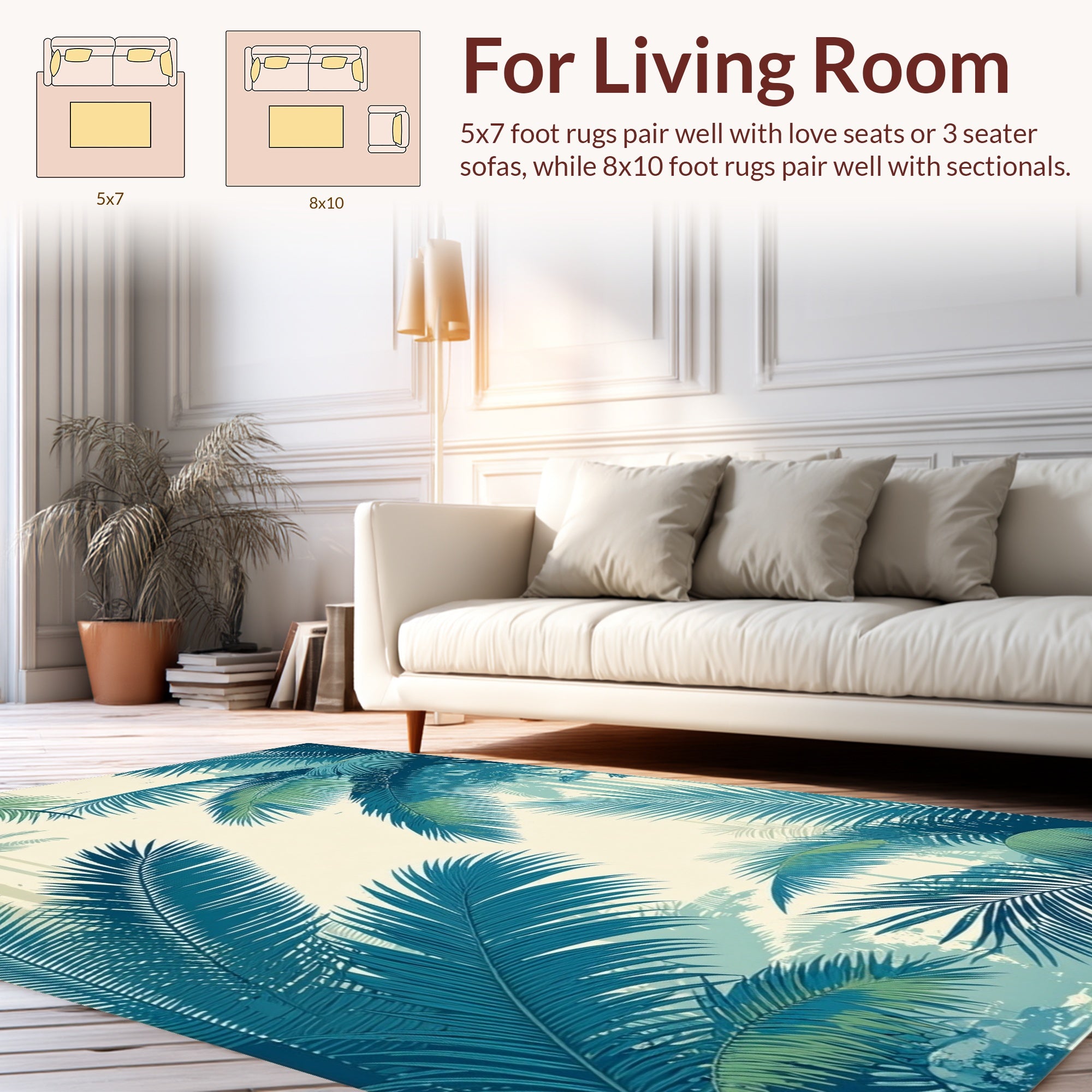 Tropical Palm Frond Art Rug