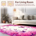 Whimsical Pink Butterflies Floral Design Rug