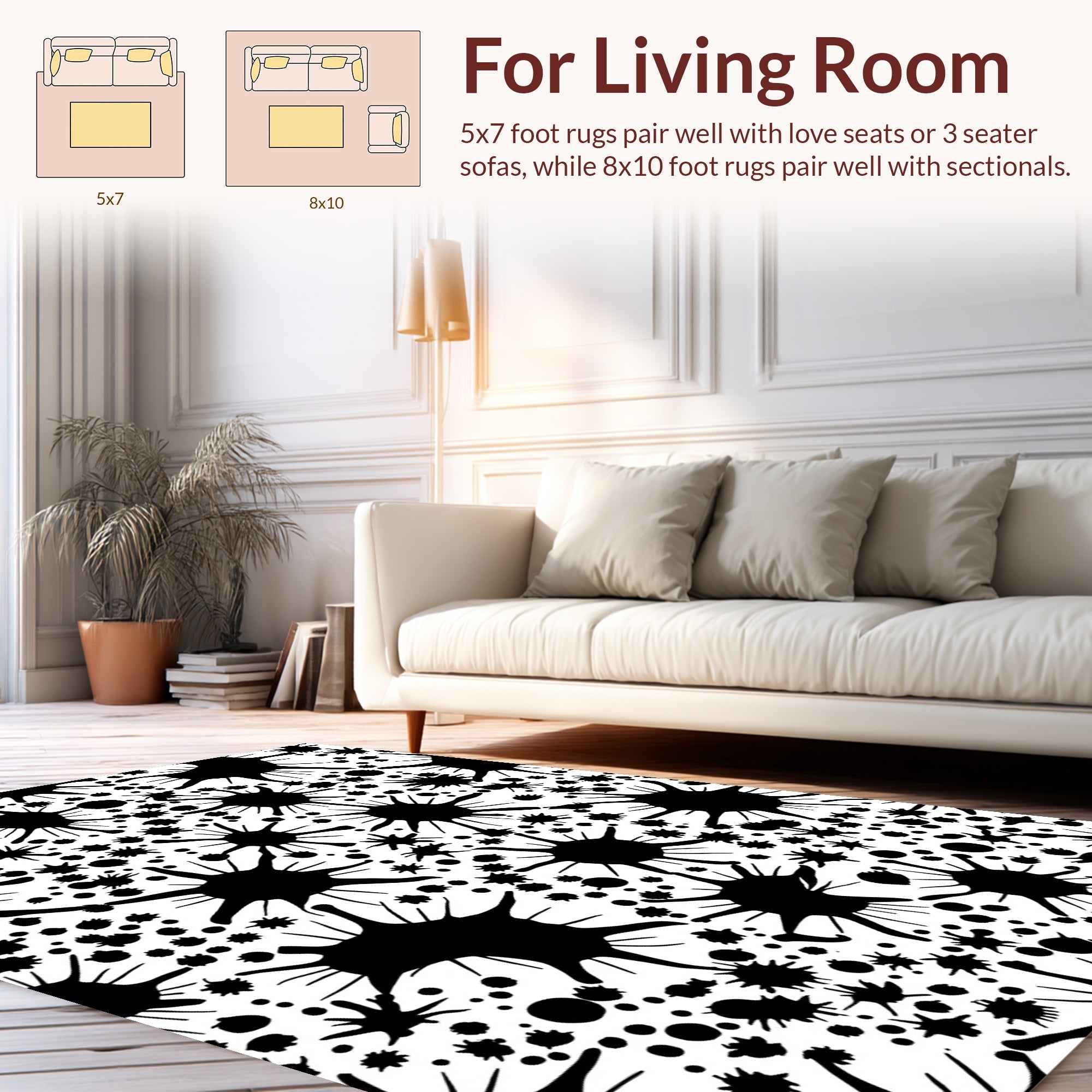 Ink Splatter Abstract Radial Design Rug
