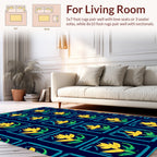 Yellow Floral Tile Pattern Rug