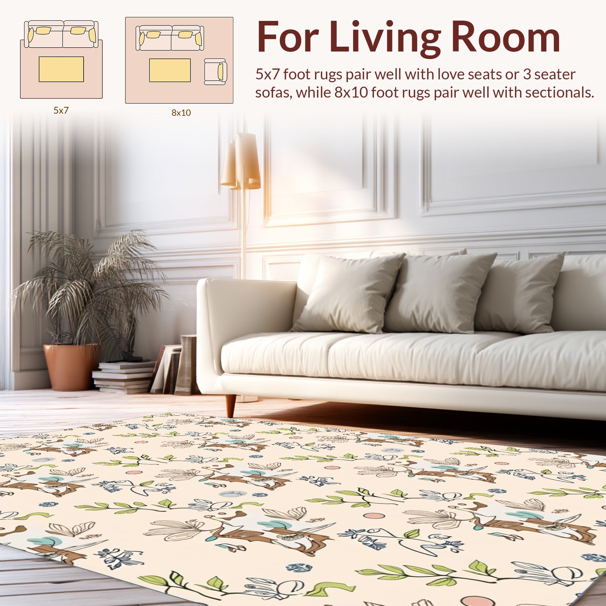 Whimsical Abstract Floral Sketch Design Rug