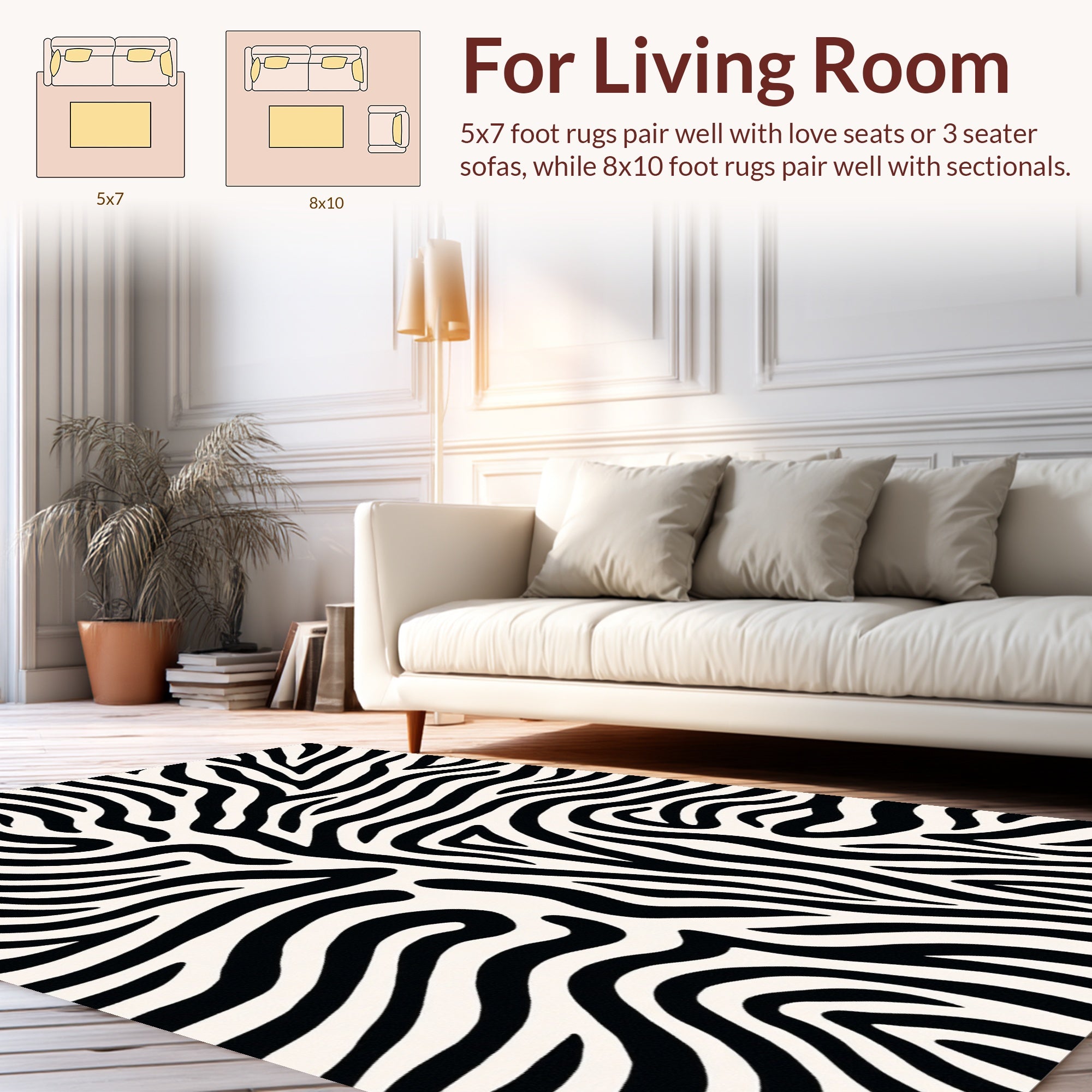 Abstract Black White Animal Print Rug
