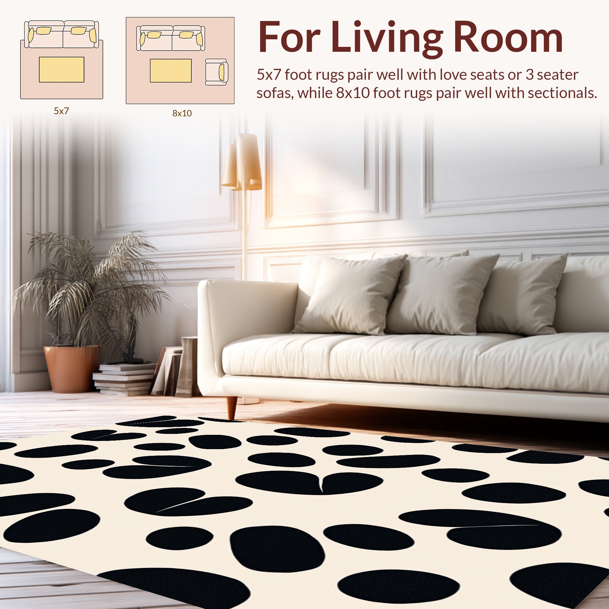 Abstract Black Spots Pattern Rug