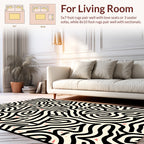 Intricate Black Wavy Abstract Pattern Rug