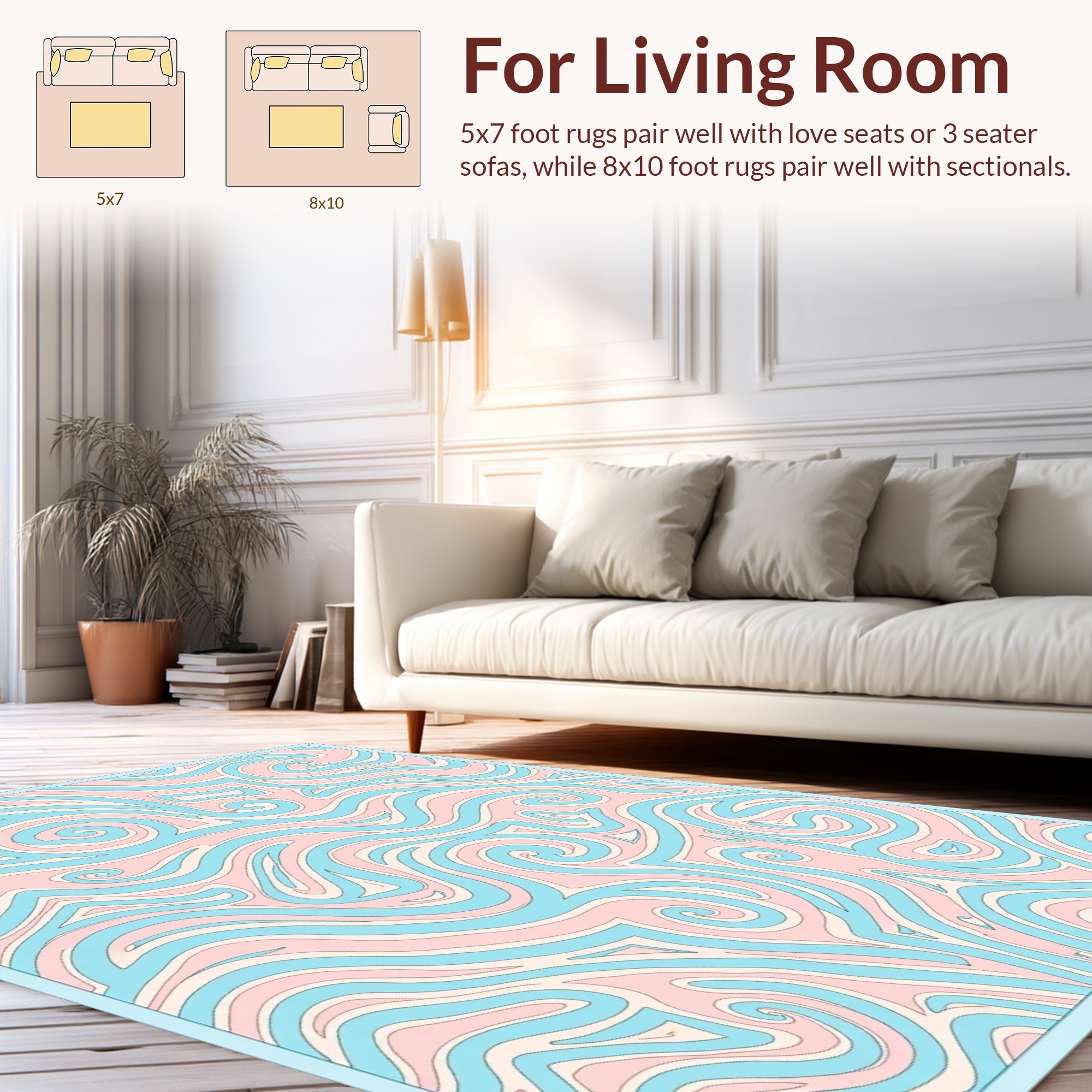 Soft Pastel Swirl Organic Pattern Rug
