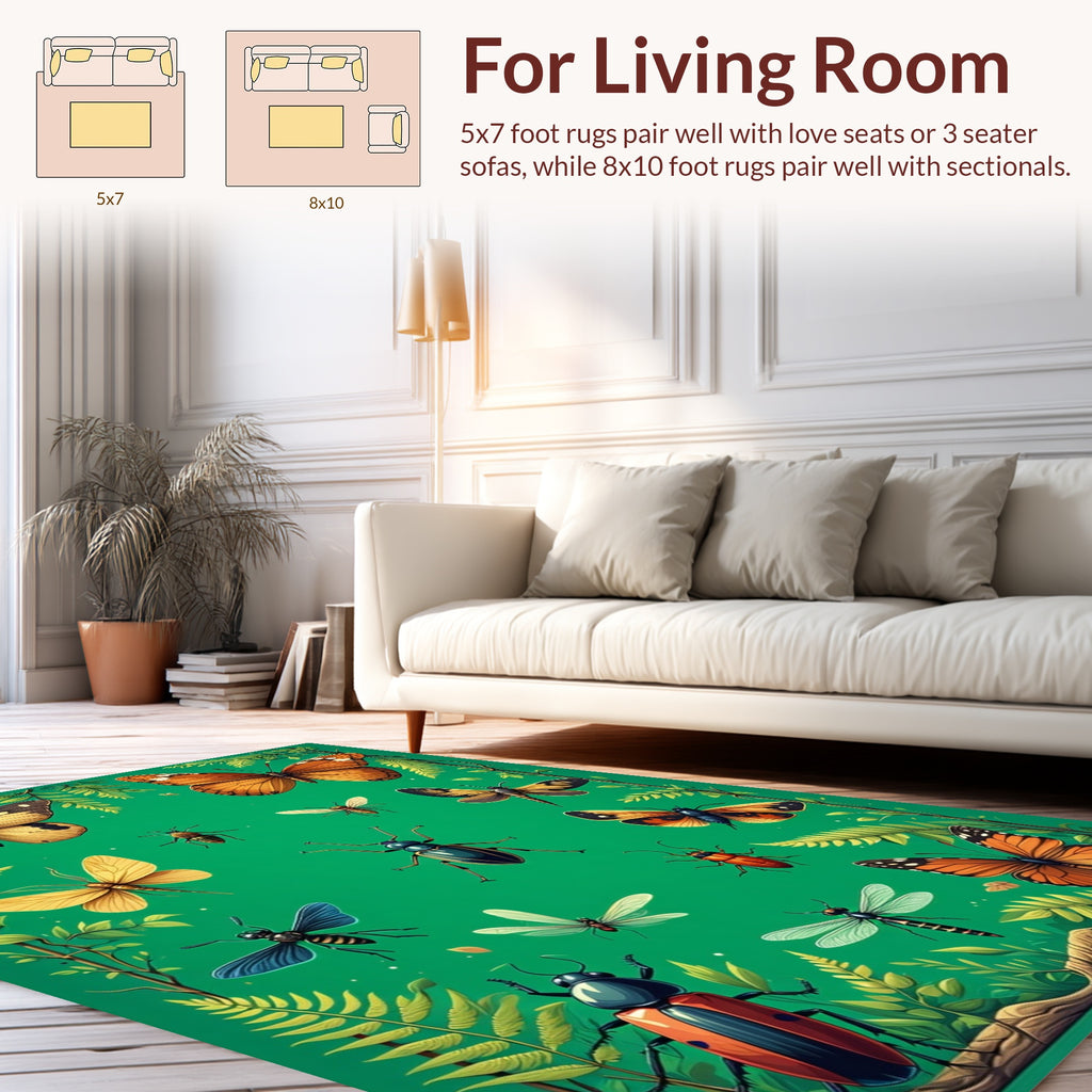 Whimsical Insects and Butterflies Pattern Rug