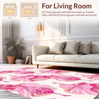 Pink Tropical Leaf Pattern Rug