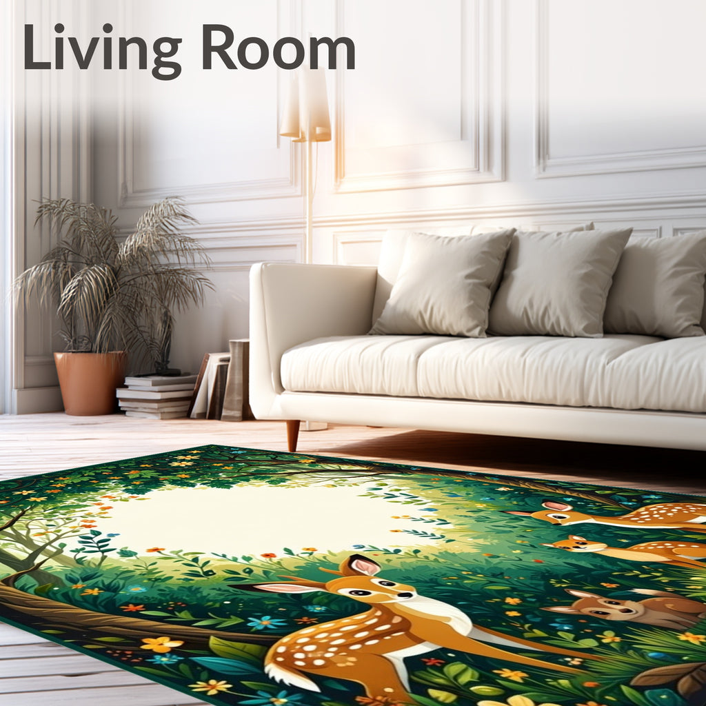 Whimsical Forest Woodland Creatures Rug