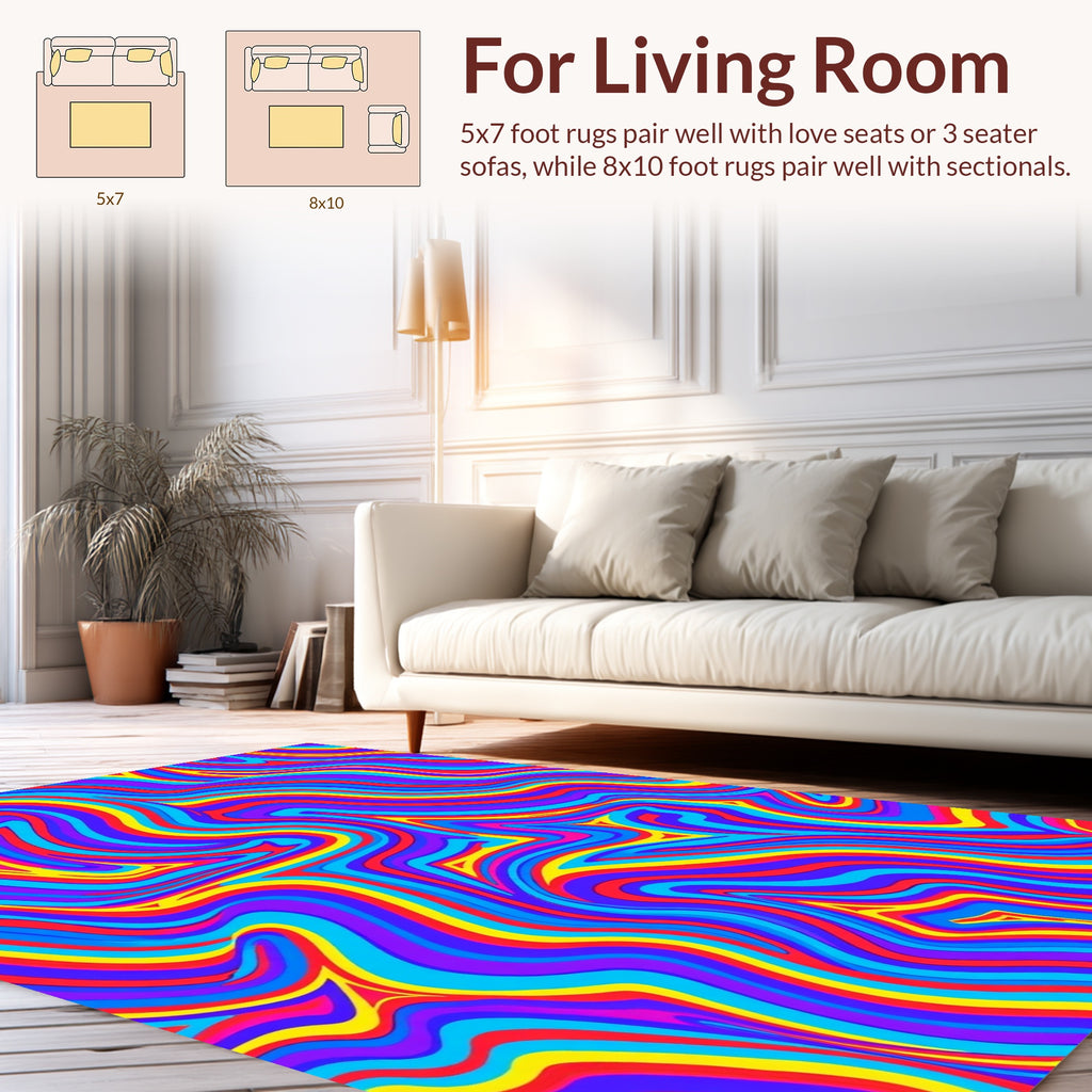 Vibrant Wavy Psychedelic Lines Rug