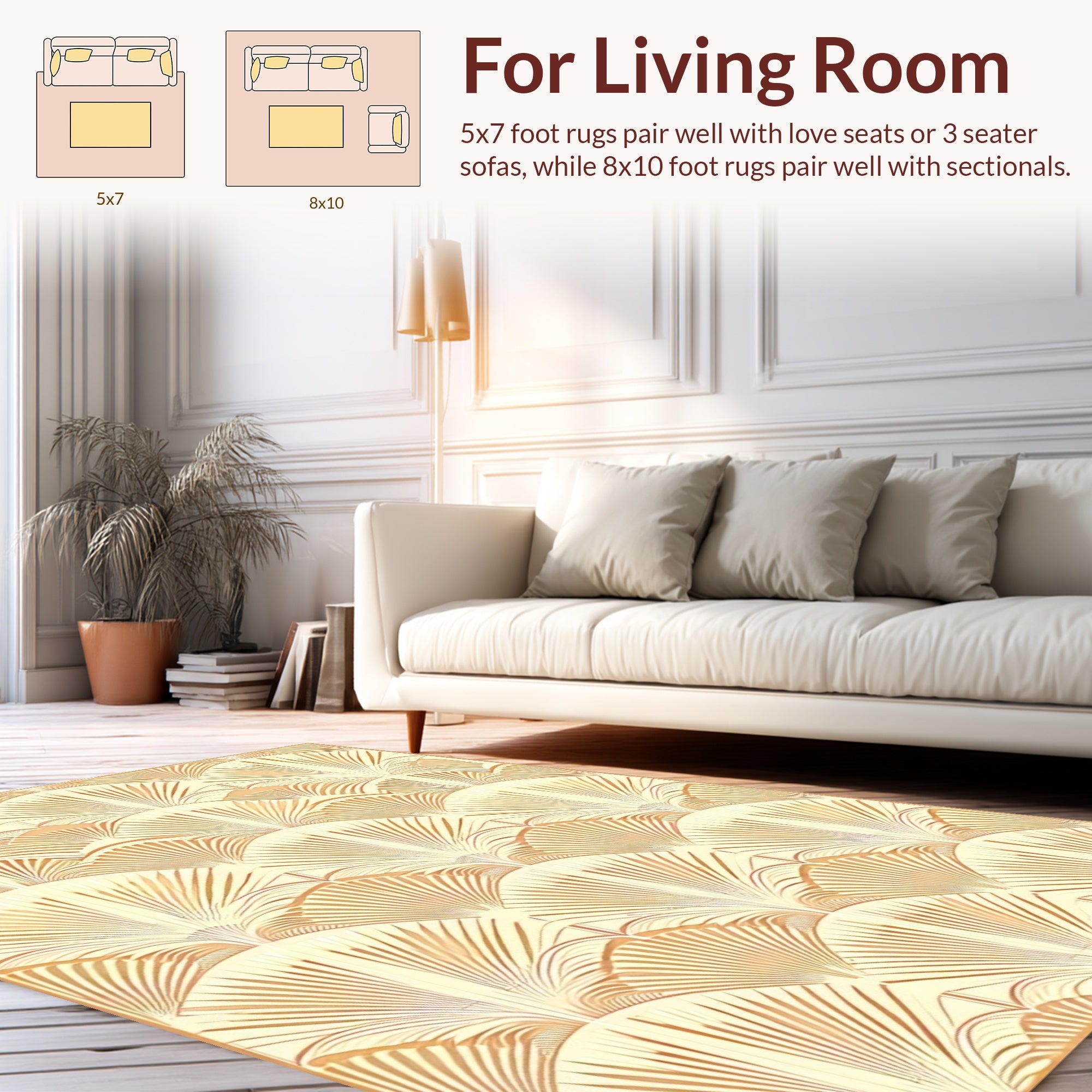 Art Deco Fan Pattern Warm Tones Rug