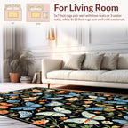 Whimsical Butterfly Floral Garden Pattern Rug