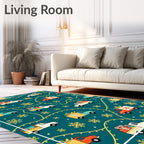 Holiday Trucks With Presents Snowflakes Rug