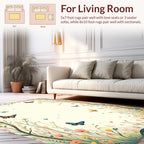 Whimsical Garden Butterfly Floral Design Rug
