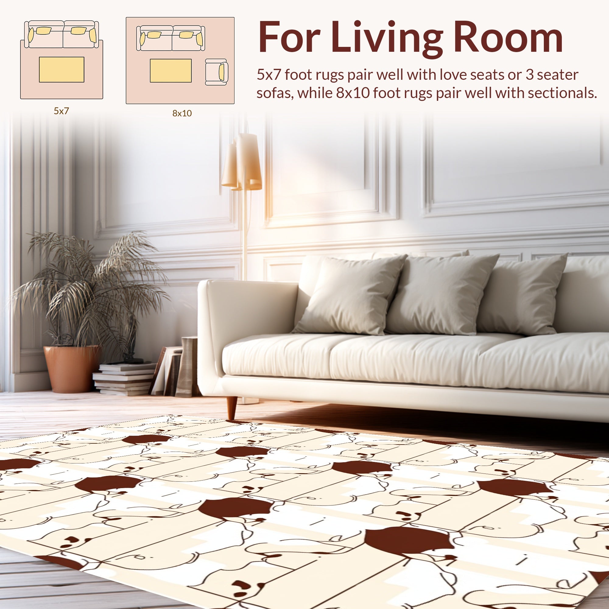 Cute Animal Sketch Pattern Rug