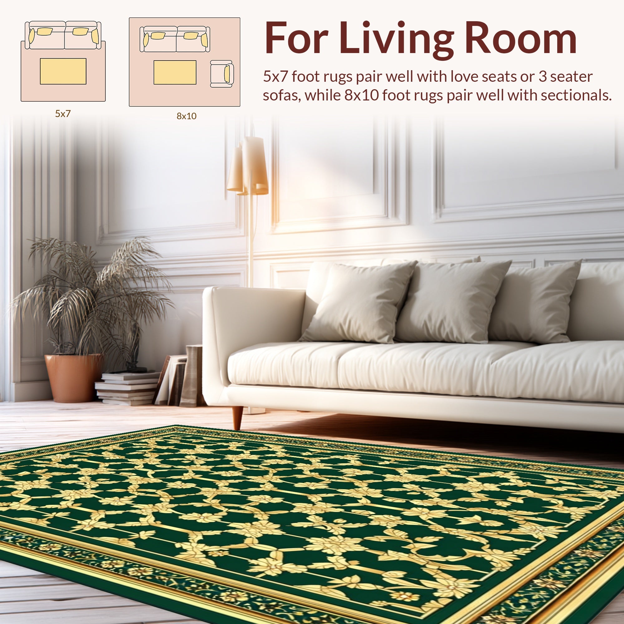 Elegant Gold Floral Lattice Design Rug